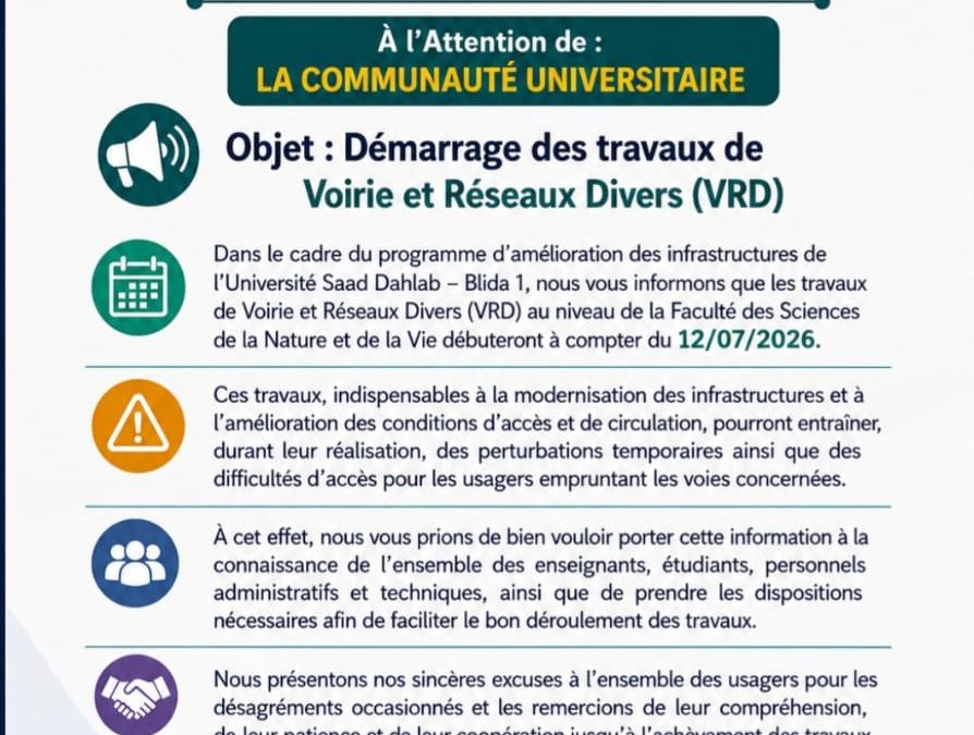 Démarrage des Travaux de Voirie et Réseaux Divers (VRD)
